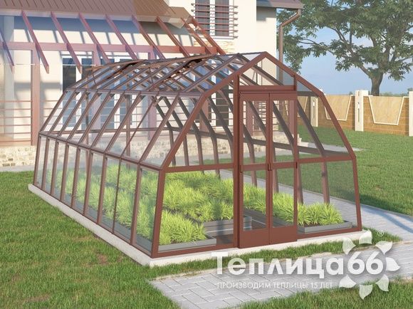 Теплица Рада Исеть под стекло 3х6 метра, коричневая