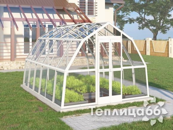 Теплица Рада Исеть под стекло 3х4 метра, белая